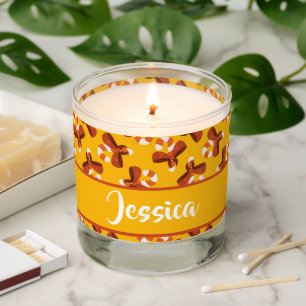 Candy cane wrapped with red bow pattern scented candle