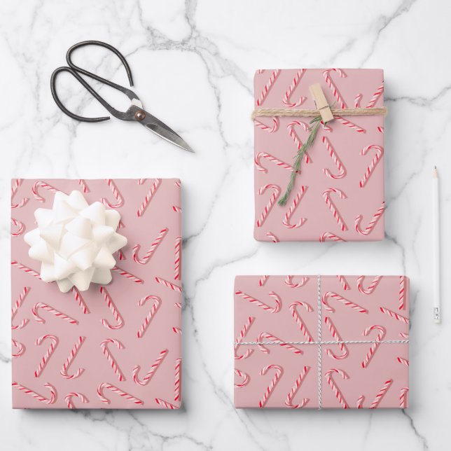 Candy Cane Wrapping Paper Sheets (Front)