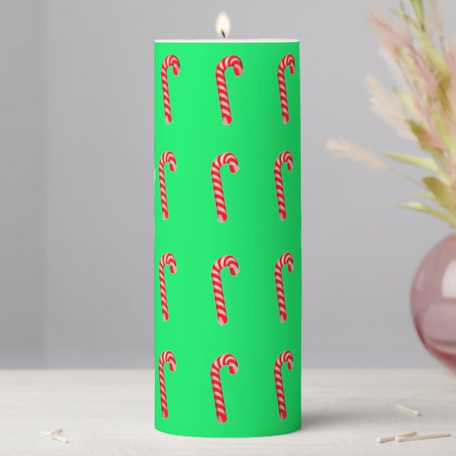 Candy Canes, 3" x 8" Pillar Candle (In Situ)