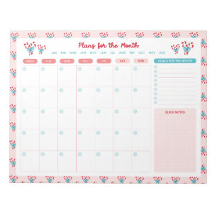 Candy Canes and Bows Monthly To Do List Planner Notepad