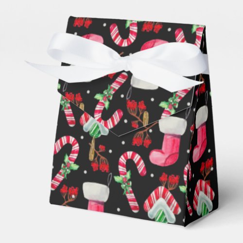 Candy Canes and  Christmas Stockings Favor Boxes