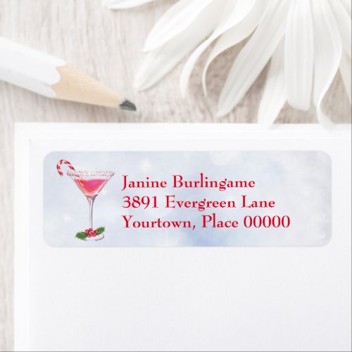 Candy Canes and Cocktail Christmas Return Address Label