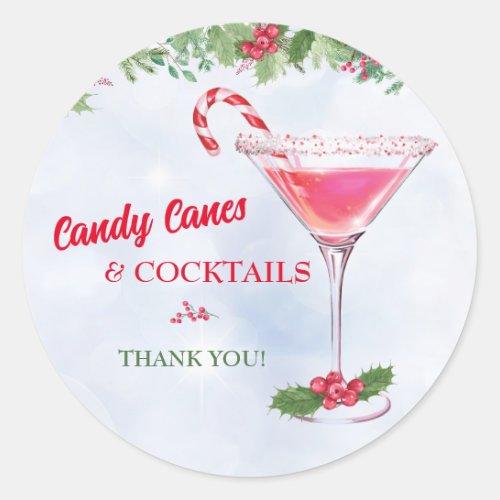 Candy Canes and Cocktails Christmas Holiday Party Classic Round Sticker