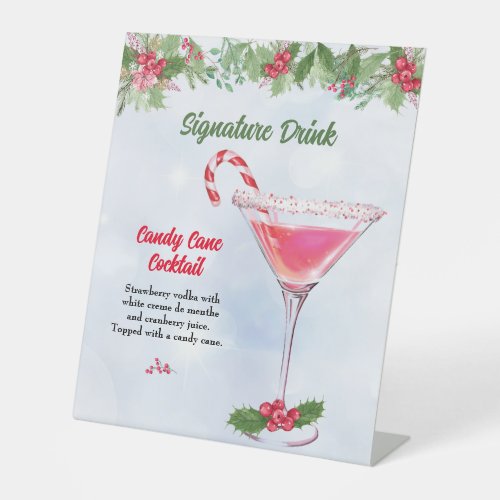 Candy Canes and Cocktails Christmas Holiday Party Pedestal Sign