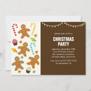 Candy Canes and Gingerbread Cookies Holiday Party Invitation