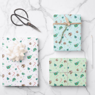 Candy Canes and Gingerbread House Pattern Wrapping Paper Sheets