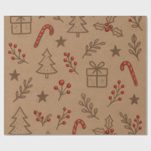 Candy Canes and Holly Christmas Paper