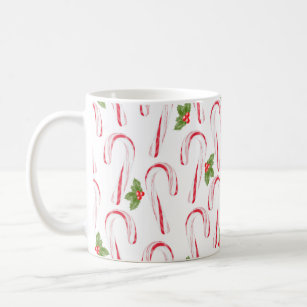 Christmas Coffee Cup with Candy Cane I Art Print by Aldona
