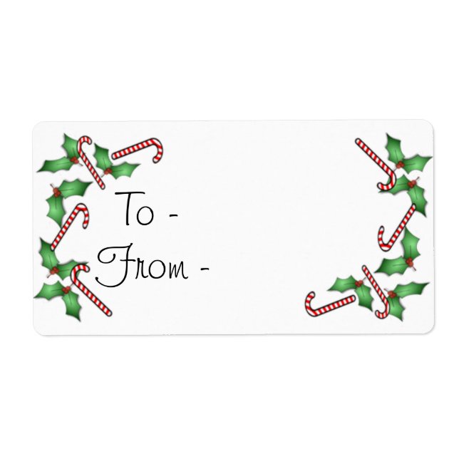 Candy Canes and Holly Gift Labels (Front)