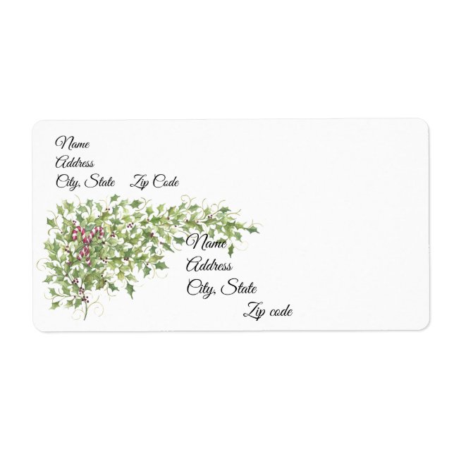 Candy Canes and Holly Label (Front)