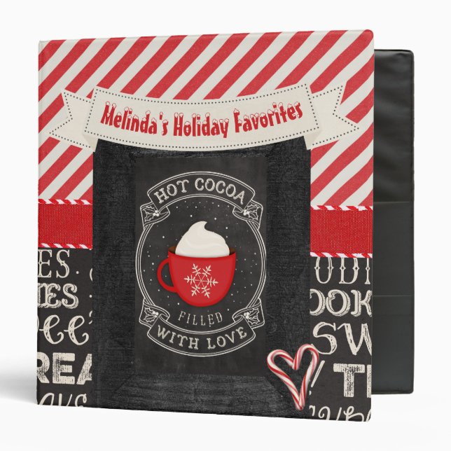 Candy Canes and Hot Cocoa Recipe 3 Ring Binder (Front/Inside)