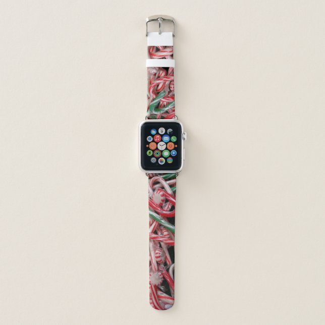 Candy Canes and Peppermints Christmas Holiday Apple Watch Band (Front)