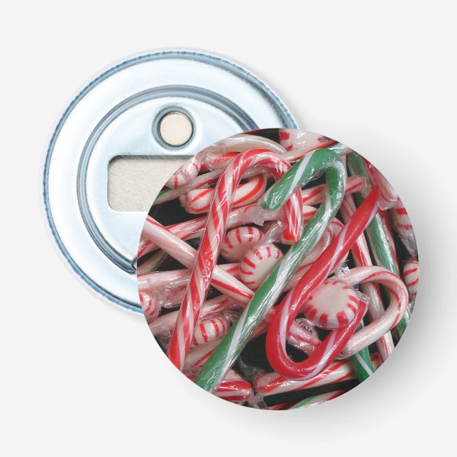 Candy Canes and Peppermints Christmas Holiday Bottle Opener (Front)