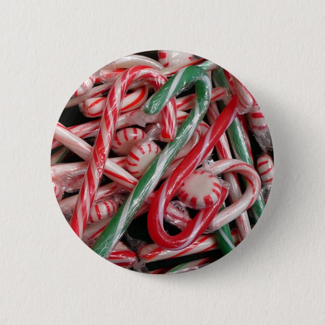 Candy Canes and Peppermints Christmas Holiday Button (Front)