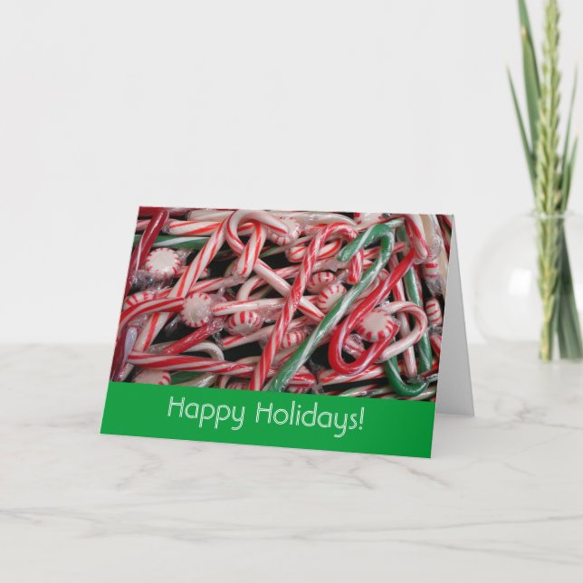 Candy Canes and Peppermints Christmas Holiday Card (Front)