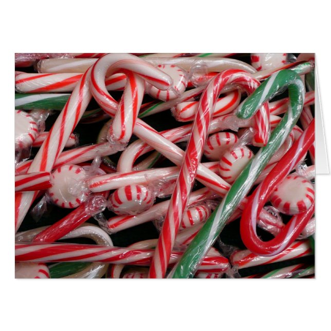 Candy Canes and Peppermints Christmas Holiday Card (Front Horizontal)