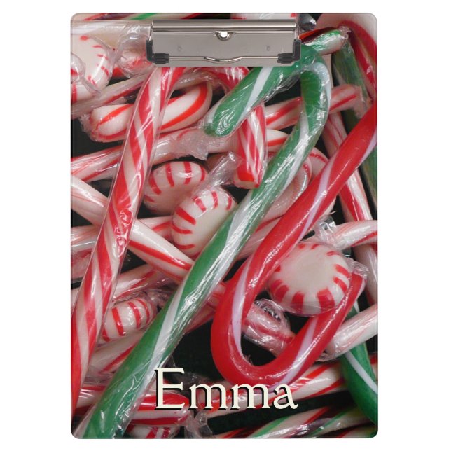 Candy Canes and Peppermints Christmas Holiday Clipboard (Front)