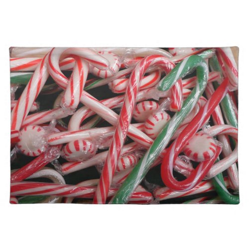 Candy Canes and Peppermints Christmas Holiday Cloth Placemat