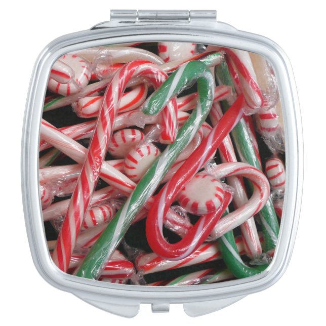 Candy Canes and Peppermints Christmas Holiday Compact Mirror (Front)