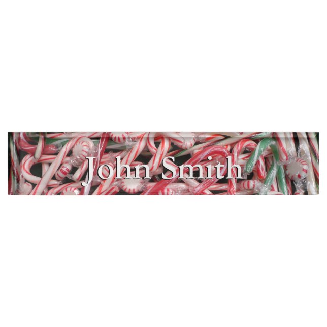 Candy Canes and Peppermints Christmas Holiday Desk Name Plate (Front)