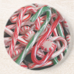 Candy Canes and Peppermints Christmas Holiday Drink Coaster