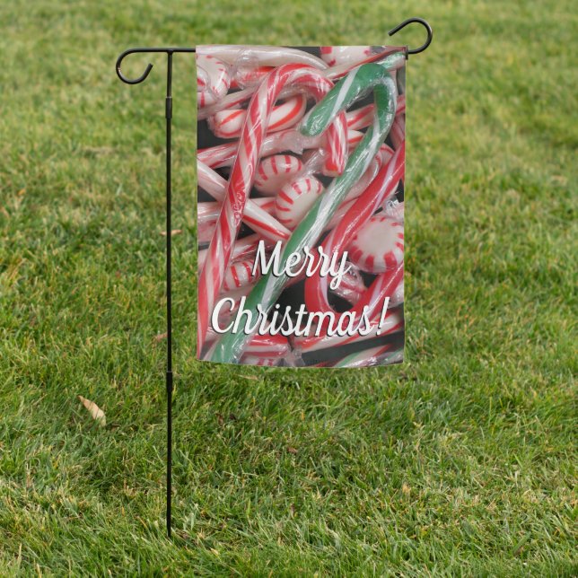 Candy Canes and Peppermints Christmas Holiday Garden Flag (In SItu)