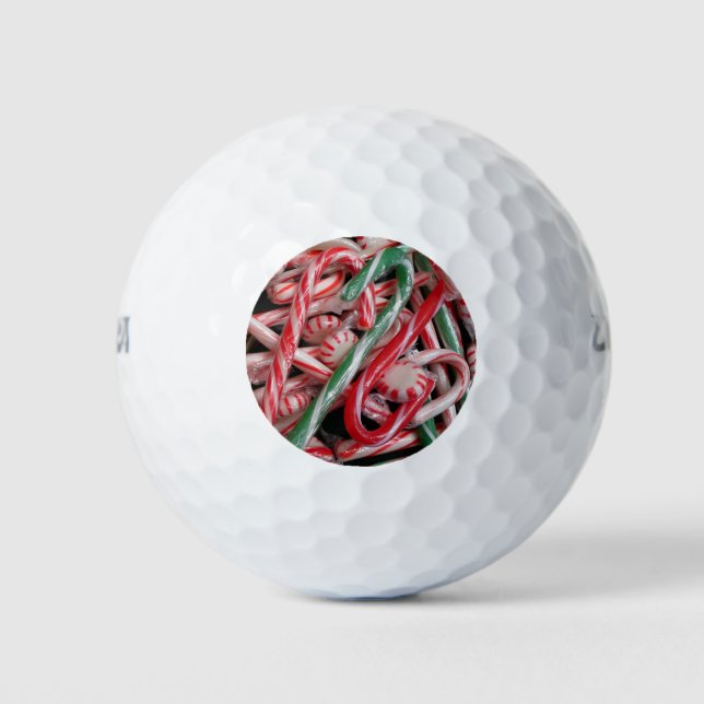 Candy Canes and Peppermints Christmas Holiday Golf Balls (Front)