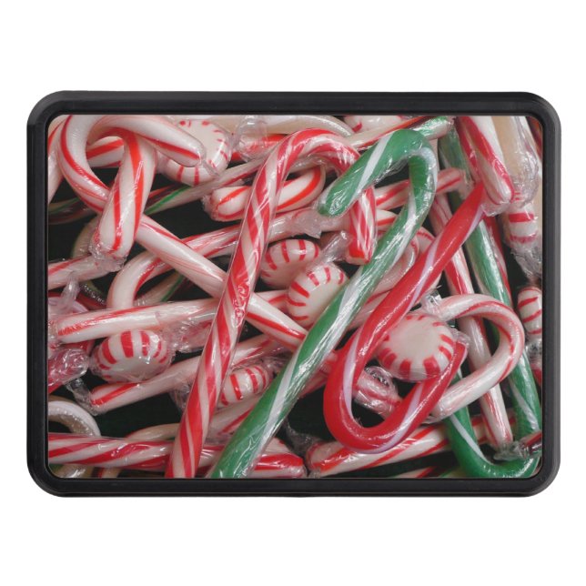 Candy Canes and Peppermints Christmas Holiday Hitch Cover (Front)