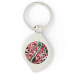 Candy Canes and Peppermints Christmas Holiday Keychain