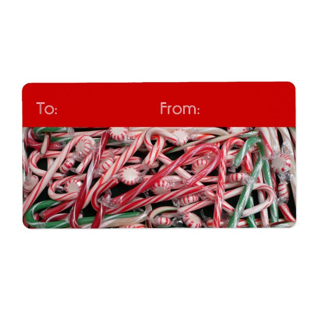 Candy Canes and Peppermints Christmas Holiday Label (Front)