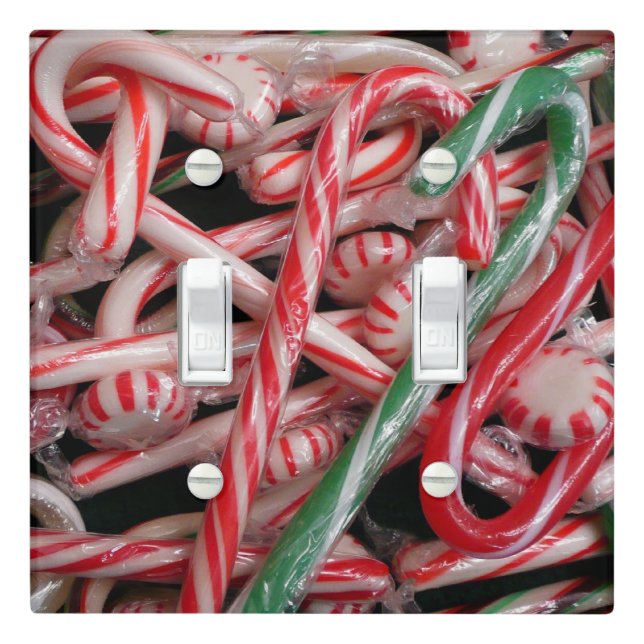 Candy Canes and Peppermints Christmas Holiday Light Switch Cover (In Situ)