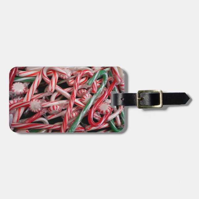 Candy Canes and Peppermints Christmas Holiday Luggage Tag (Front Horizontal)