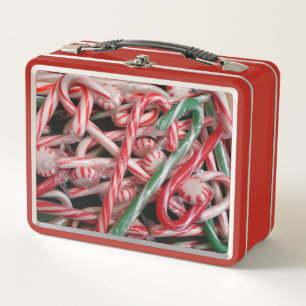 Candy Canes and Peppermints Christmas Holiday Metal Lunch Box