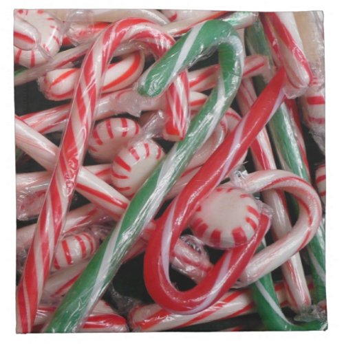 Candy Canes and Peppermints Christmas Holiday Napkin