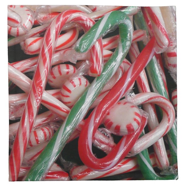 Candy Canes and Peppermints Christmas Holiday Napkin (Front)
