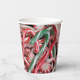 Festive Red and Green Candy Cane Striped Christmas Paper Cups