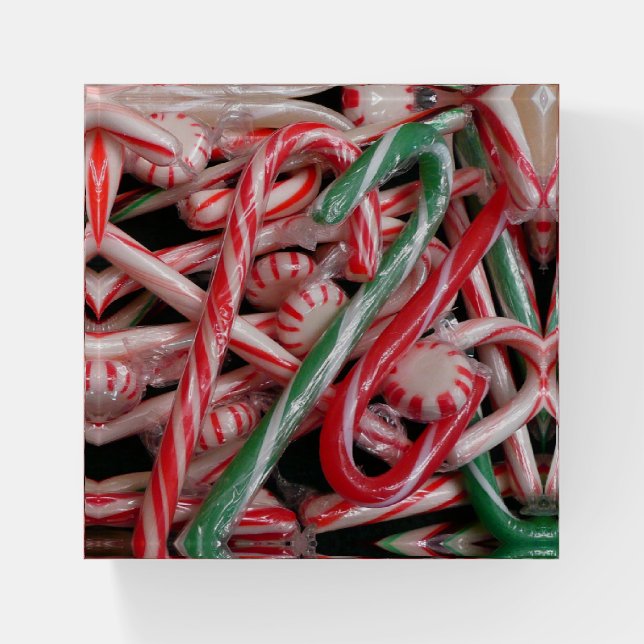 Candy Canes and Peppermints Christmas Holiday Paperweight (Front)