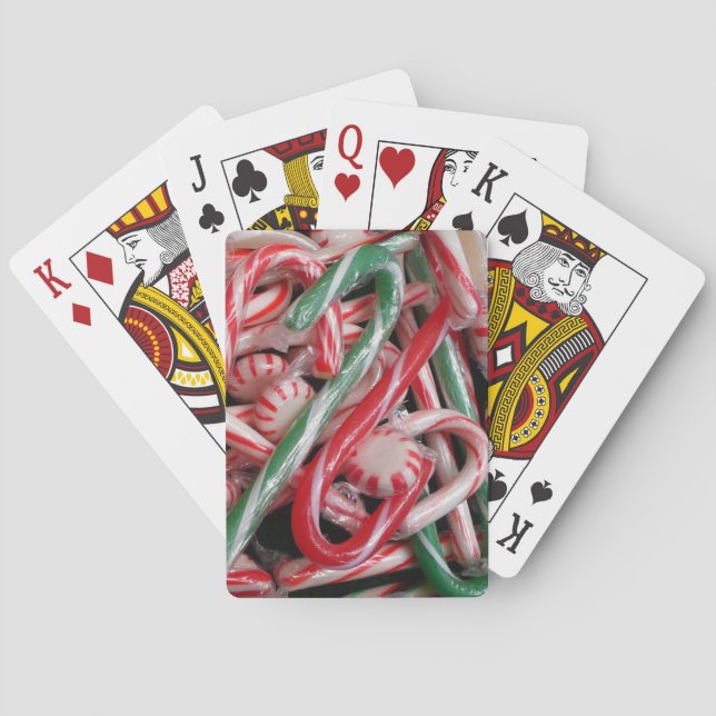 Candy Canes and Peppermints Christmas Holiday Poker Cards (Back)