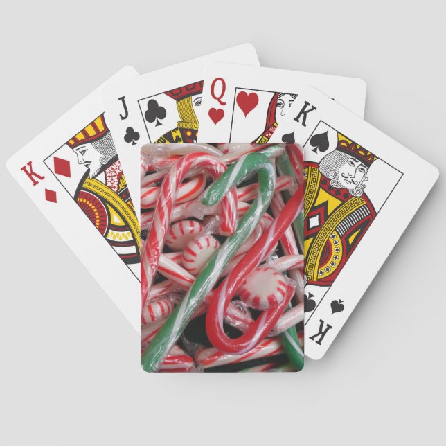 Candy Canes and Peppermints Christmas Holiday Poker Cards (Back)