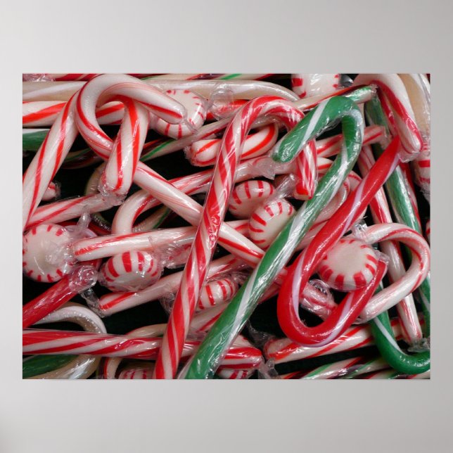 Candy Canes and Peppermints Christmas Holiday Poster (Front)
