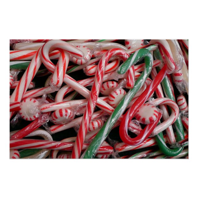 Candy Canes and Peppermints Christmas Holiday Poster (Front)