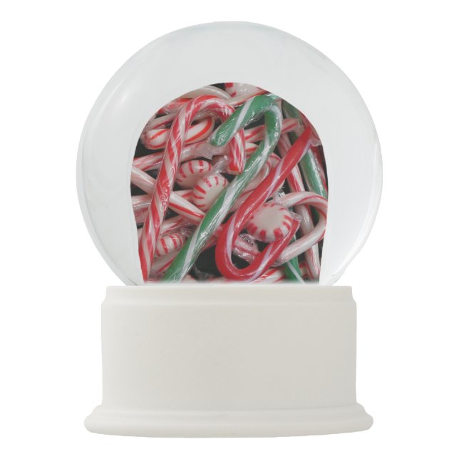Candy Canes and Peppermints Christmas Holiday Snow Globe (Front)