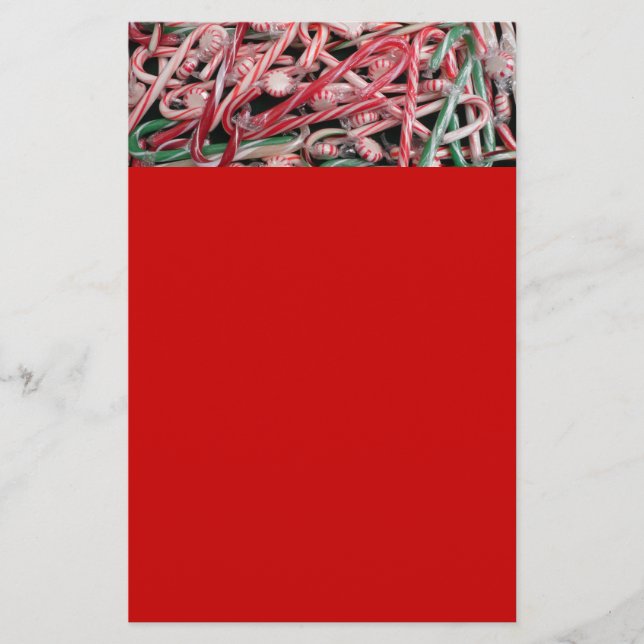 Candy Canes and Peppermints Christmas Holiday Stationery (Front)