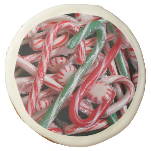 Candy Canes and Peppermints Christmas Holiday Sugar Cookie (Front)