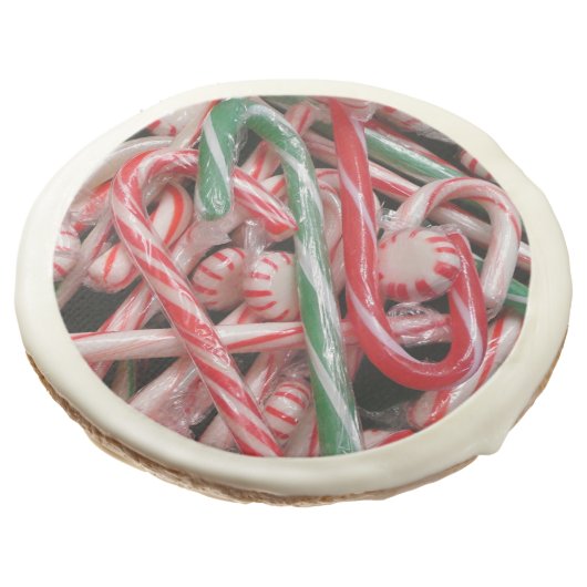 Candy Canes and Peppermints Christmas Holiday Sugar Cookie (Angled)
