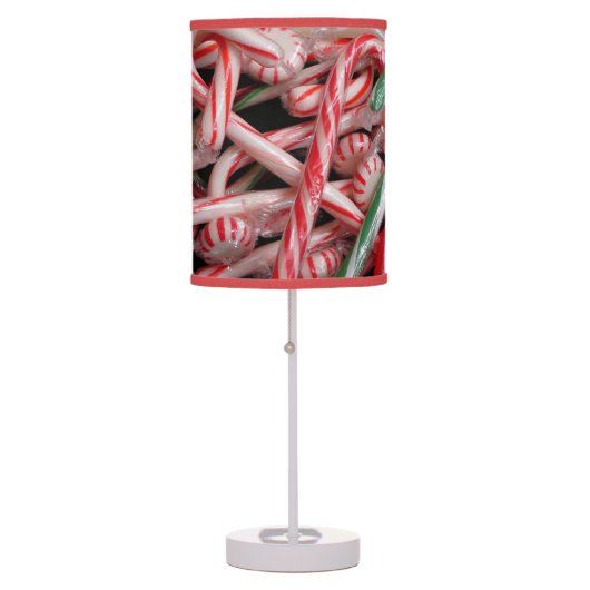 Candy Canes and Peppermints Christmas Holiday Table Lamp (Front)