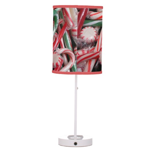 Candy Canes and Peppermints Christmas Holiday Table Lamp (Back)