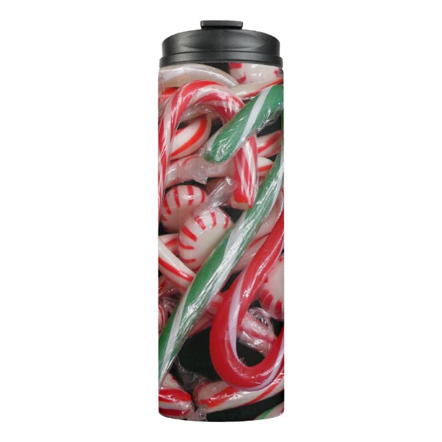 Candy Canes and Peppermints Christmas Holiday Thermal Tumbler (Front)