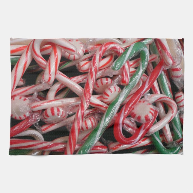 Candy Canes and Peppermints Christmas Holiday Towel (Horizontal)