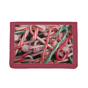 Candy Canes and Peppermints Christmas Holiday Tri-fold Wallet